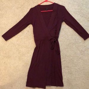 Ann Taylor Wrap Dress in Burgundy